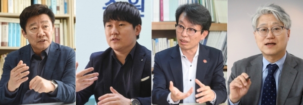 (왼쪽부터)박상철 경기대 정치전문대학원 교수,유병욱 수원경실련 사무국장,이광재 한국매니페스토실천본부 사무총장,이종근 시사평론가