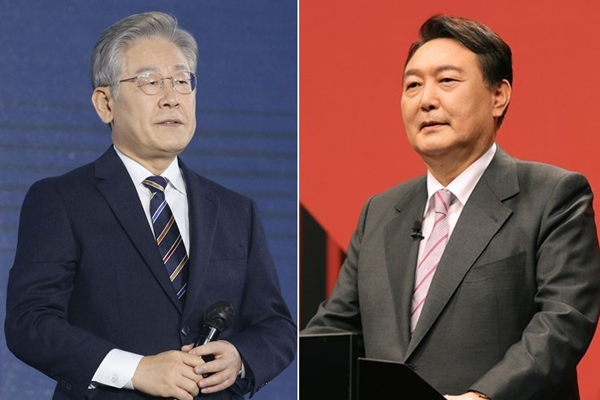 (왼쪽부터) 이재명 더불어민주당 대선후보와 윤석열 국민의힘 대선후보 .(사진=국회사진기자단)