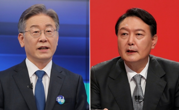 더불어민주당 이재명 대선 후보(왼쪽)와 국민의힘 윤석열 대선후보(오른쪽). /연합뉴스 자료사진