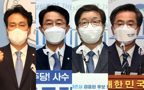 (사진 왼쪽부터) 안민석, 조정식, 염태영, 김동연. /연합뉴스