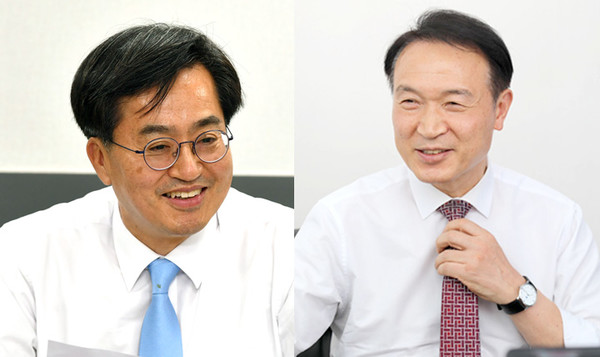 김동연 경기도지사 당선자(왼쪽),임태희 경기도교육감 당선자