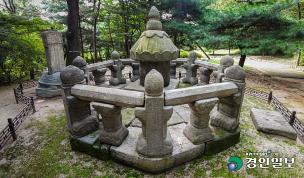 과거 우리나라 왕실에서 아기가 태어나면 명당을 찾아 태를 묻는 시설 '태실'에 대한 근원적 가치를 찾기 위해 관심과 연구가 필요하다는 지적이다. 사진은 일제강점기 때 창경궁으로 옮겨진 성종태실의 모습. 2022.8.23 /이지훈기자
