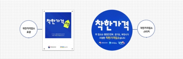 행정안전부 착한가격업소 표찰과 스티커. (사진=행안부 제공)