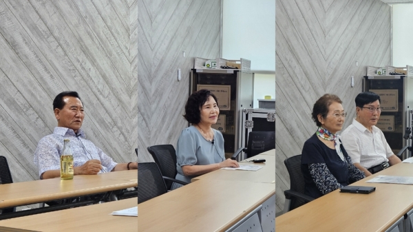 ▲ 지난 7일 ‘경기도 대일항쟁기 강제동원 피해 실태조사 구술 면담’에 참여한 (왼쪽부터)김용규(74)·양영교(68)·오정연(78)·박철기(79)씨