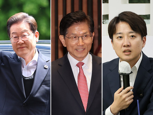 (왼쪽부터) 이재명 더불어민주당 대선 후보, 김문수 국민의힘 대선 후보, 이준석 개혁신당 대선 후보. 사진=연합뉴스